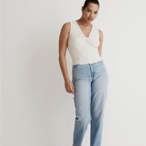 Madewell Popcorn-Knit Twist-Front Sleeveless Top Cream Medium